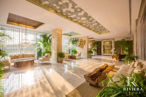 1 Bedroom Condo for Sale in The Riviera Wongamat living room with sofa and TV