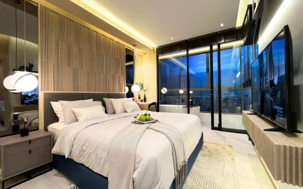 1 Bedroom Condo for Sale in SKYPARK Lucean Jomtien Pattaya spacious living room with modern furniture