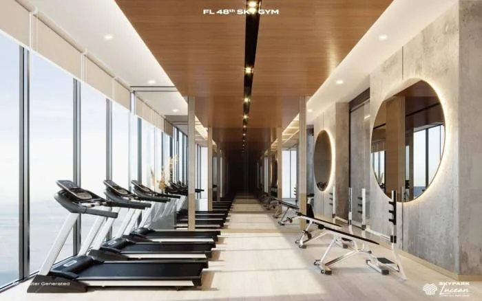 SKYPARK Lucean Jomtien Pattaya rooftop sky pool on the 30th floor with lounge chairs and city views.